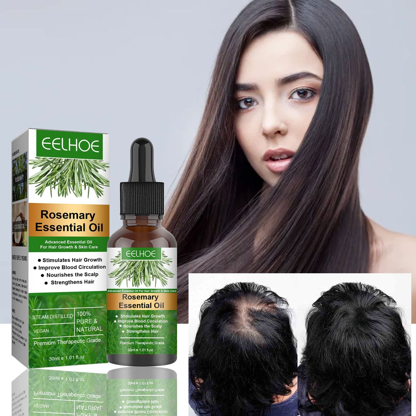 Rosemary Hair Essential Oil Gentle Scalp Care Soft Shine Natural Fluffy Hair Essential Oil